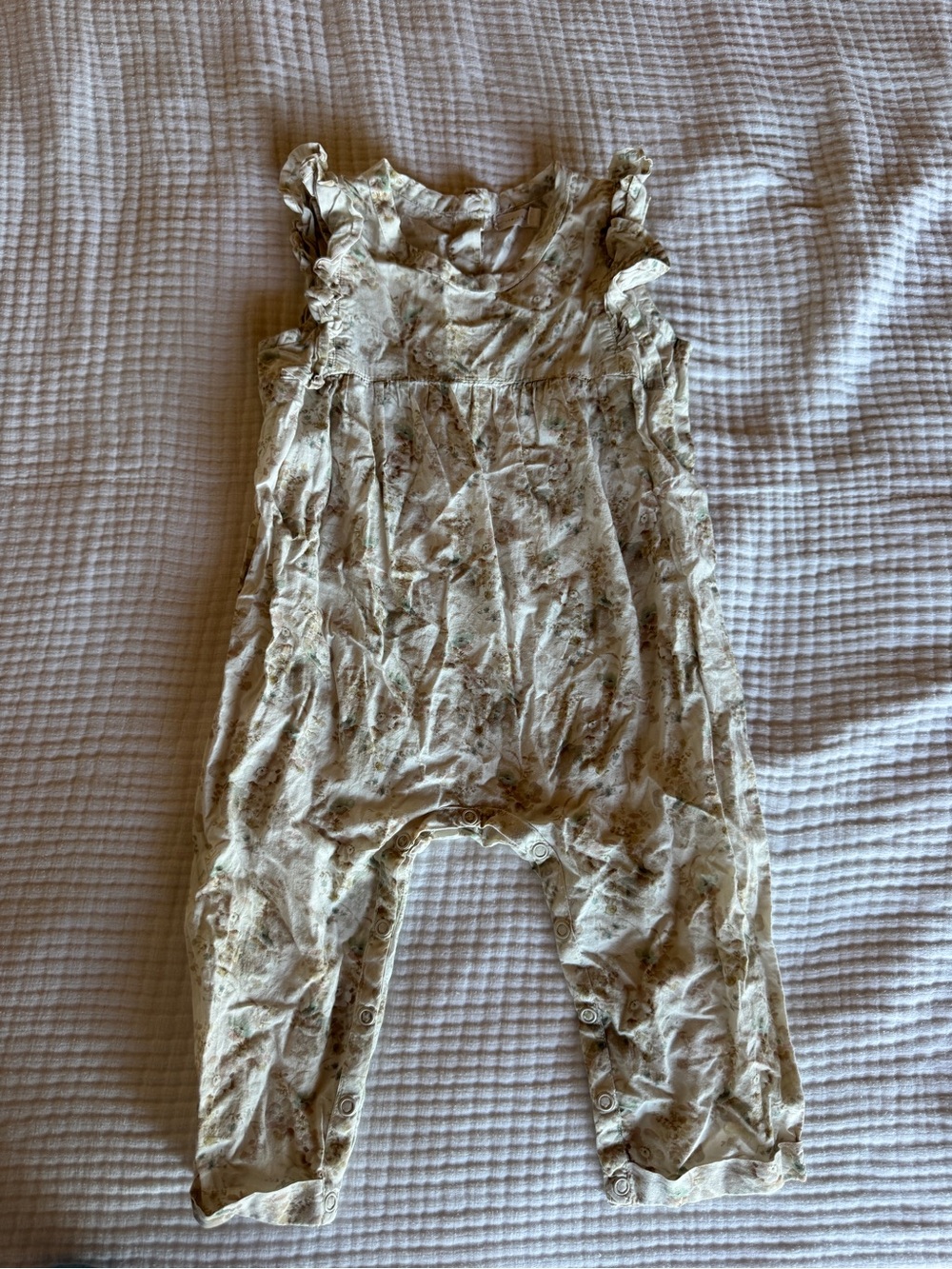 Jamie Kay Baby Floral Ruffle One-Piece Romper in Cream